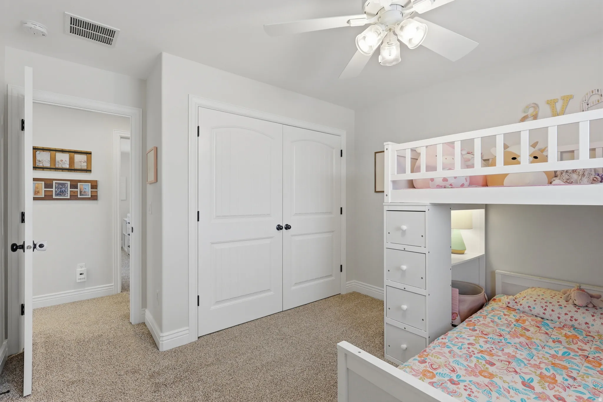White painted walls with carpeting