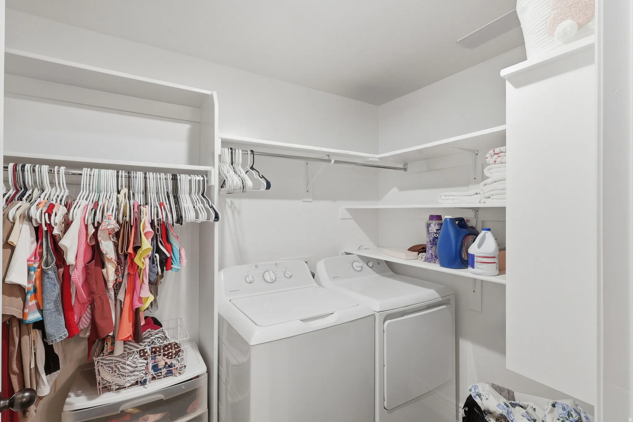 Basement Apartment Laundry Room In Large Walk-In Closet