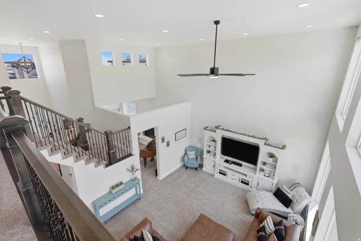 View from loft to living room on main floor.
