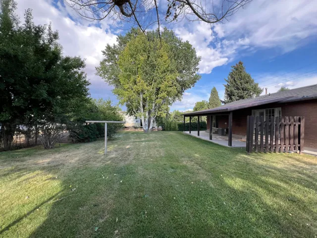 Expansive grounds featuring a manicured lawn, mature shade trees, and open pasture space