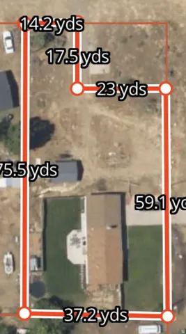 Property Survey. Displaying the property's perimeter and dimensions in yards