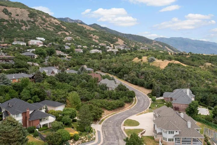 Mountainous surroundings with a paved winding road