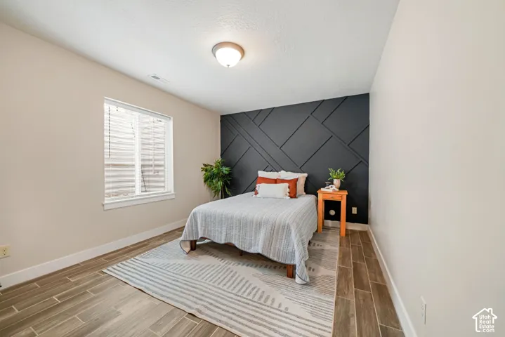 Feature wall with geometric paneling