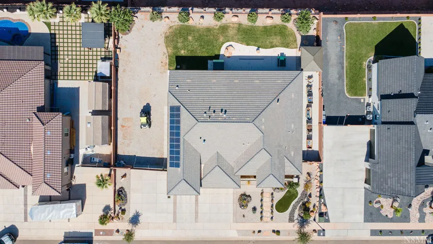 Grey shingle roofing with solar panels