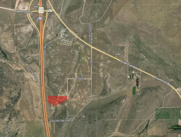 Aerial Map. Illustrating the property's location relative to roads and geographic features