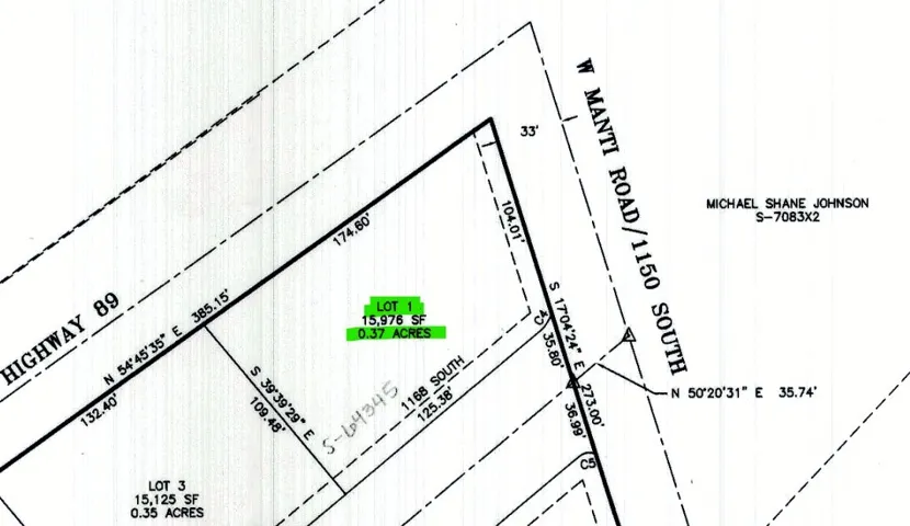 Survey Plat. Displaying lot dimensions, acreage, and adjacent roadways for the property
