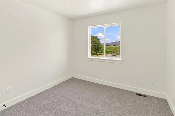 Wall-to-wall carpeting and white walls