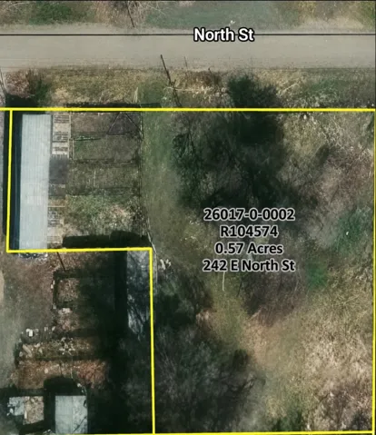 Property Parcel Map. Displaying the property boundaries, parcel identification, acreage, and street address