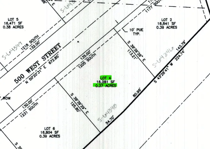 Plat Map. Illustrating the boundaries, dimensions, and area of the property, including adjacent parcels and street access