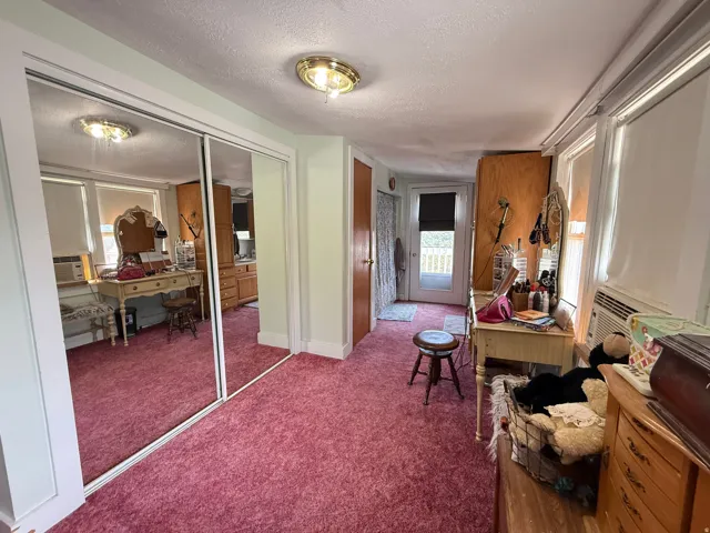 Spacious primary suite featuring mirrored sliding closet doors, recessed ceiling lighting, and plush carpeting throughout