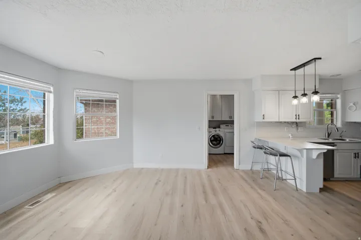 Wood-finish flooring throughout