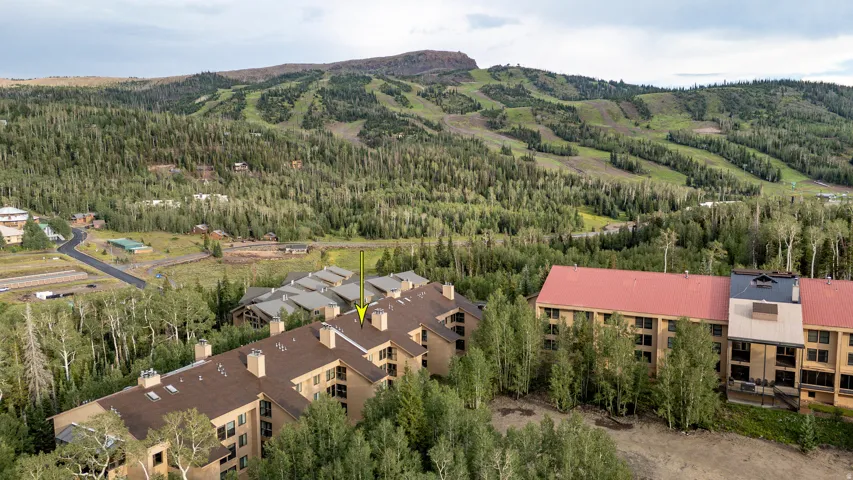 Nestled in a mountain setting, this multi-unit residential complex features substantial wood-frame construction with dark-toned roofing and warm-toned exterior finishes