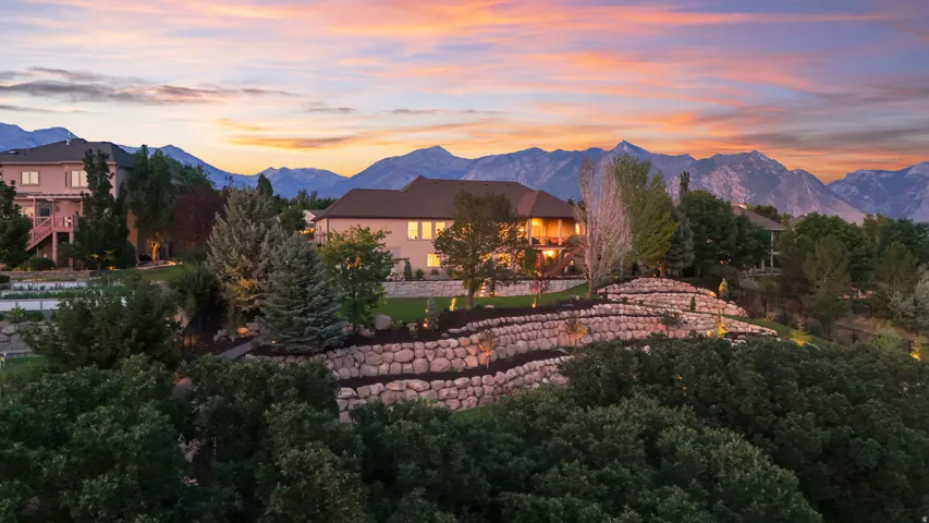 Expansive mountain scenery with a lush, tiered landscape