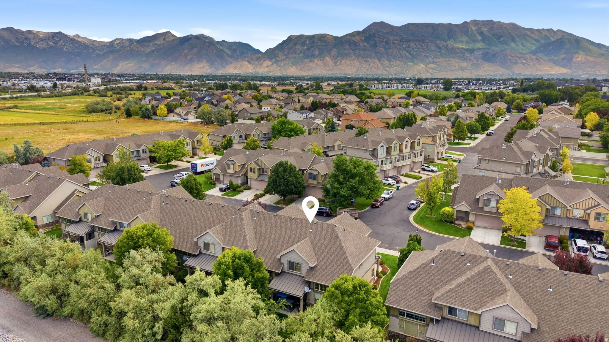 Residential community with mountain backdrop