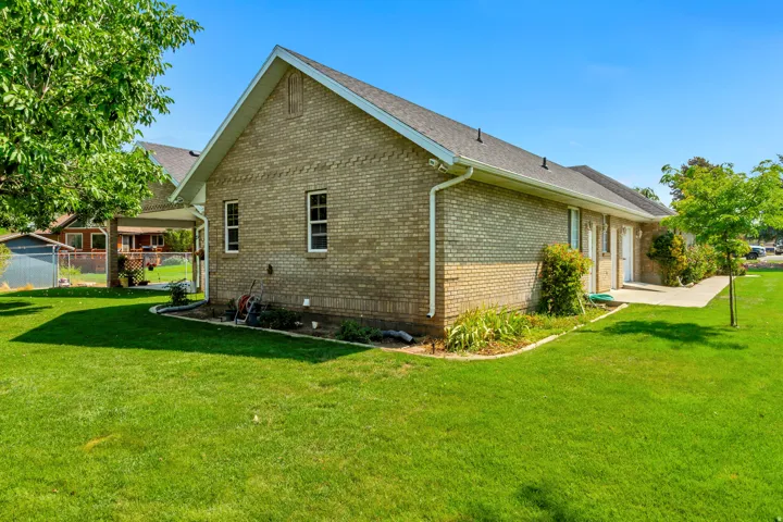 Brick exterior with a gabled roof