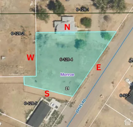 Lines are approximate. Plat Map, Parcel 6-128-4. Indicating the boundaries and identifying features of the property, including adjacent parcel numbers and the bordering road