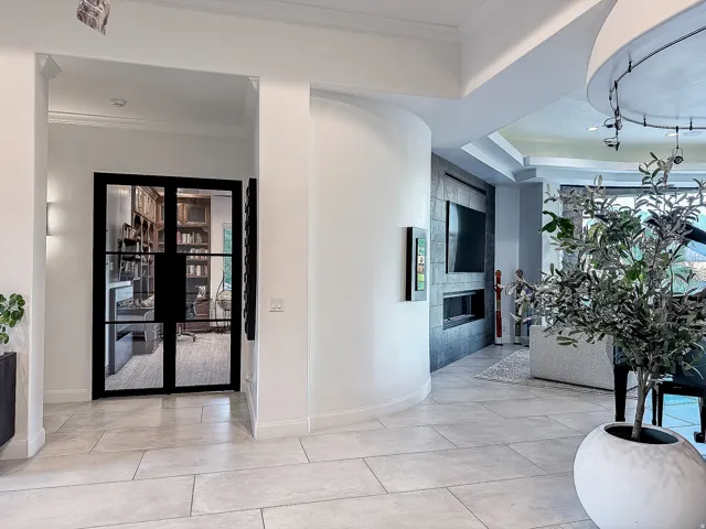 Large format tile flooring throughout