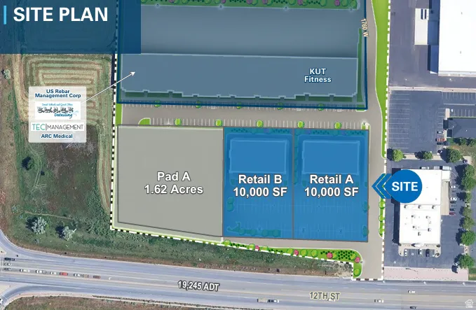 Site Plan. Outlining the proposed layout and designated areas for the property