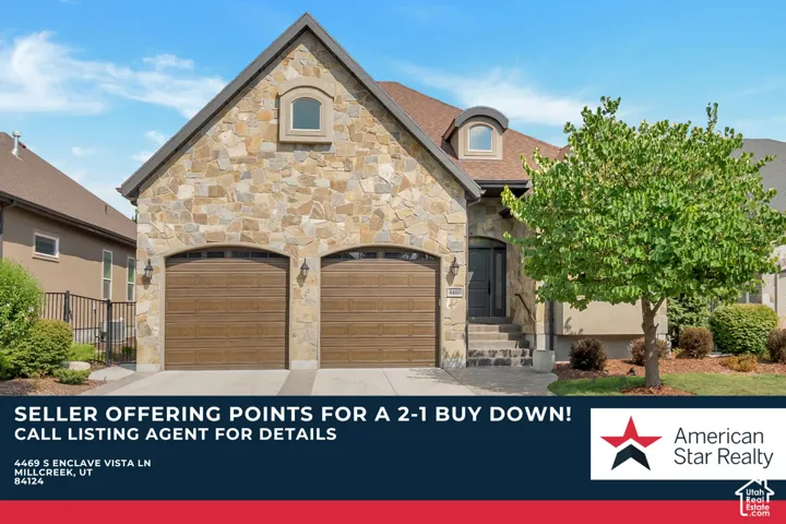 Property Listing Advertisement. Displaying the exterior of the property and information regarding current financial concessions available through the listing agent
