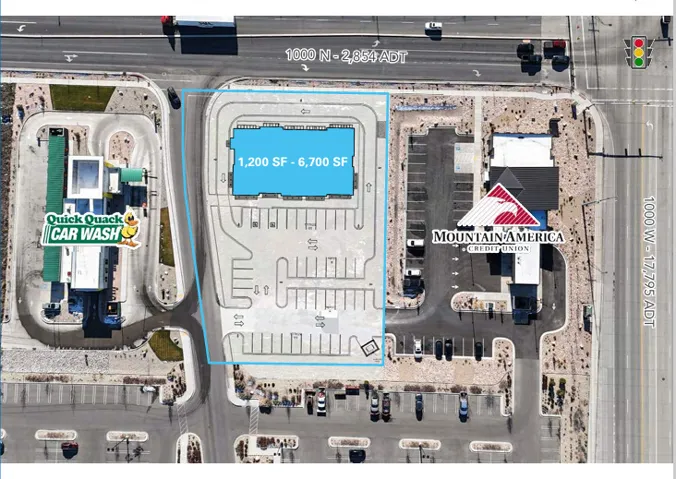 Site Plan. Displaying the property's boundaries, surrounding establishments, and traffic data
