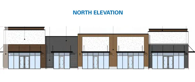 Architectural Drawing, Elevation. Illustrating the north-facing facade of the property
