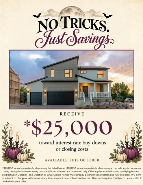 Promotional Flyer. Outlining financial incentives for the property regarding interest rate adjustments or closing costs