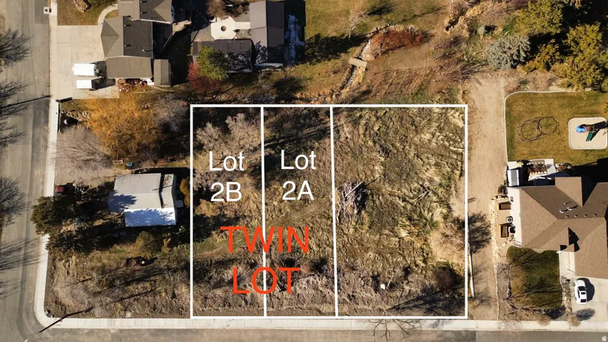 Aerial Property Map. Displaying the outline of Lot 2A and Lot 2B within the property