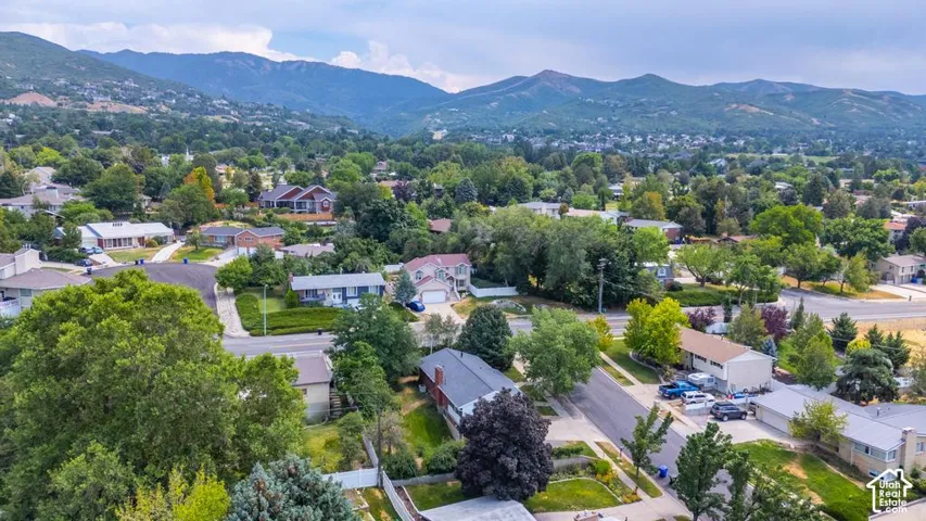 Aerial view to the east of the home