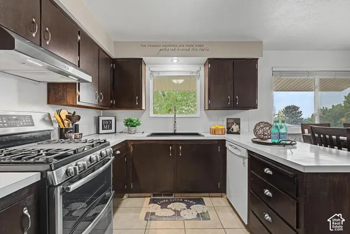 Double gas oven and hood vent that vents directly out the roof