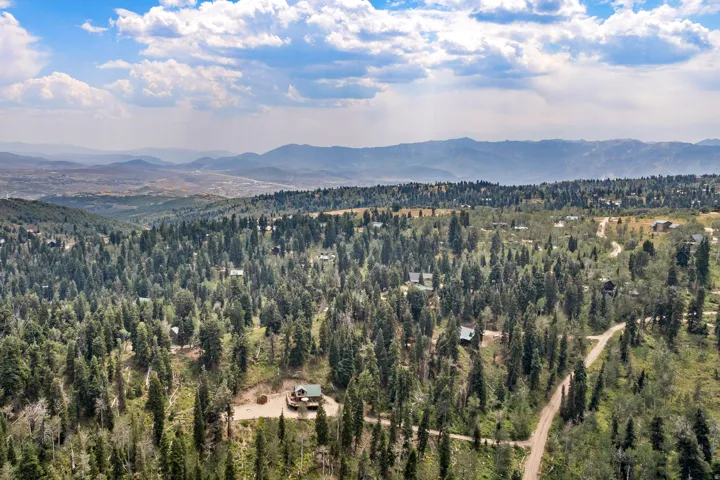 Expansive forested acreage featuring a mountain backdrop and scattered residences