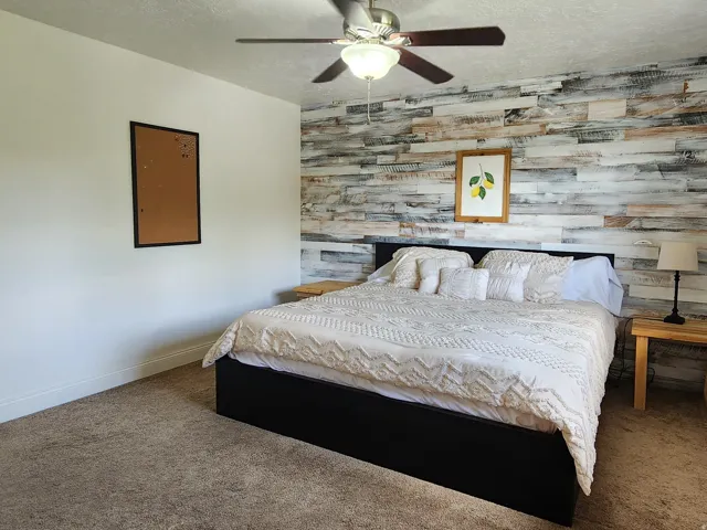 Accent wall with horizontal wood planks