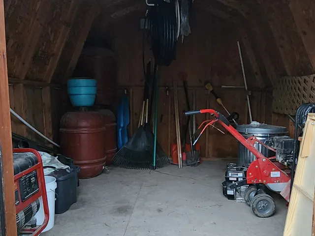 interior of storage shed