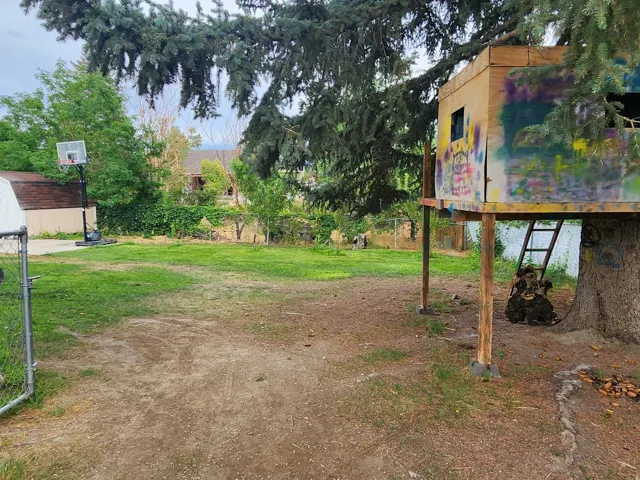 view of tree house and storage shed