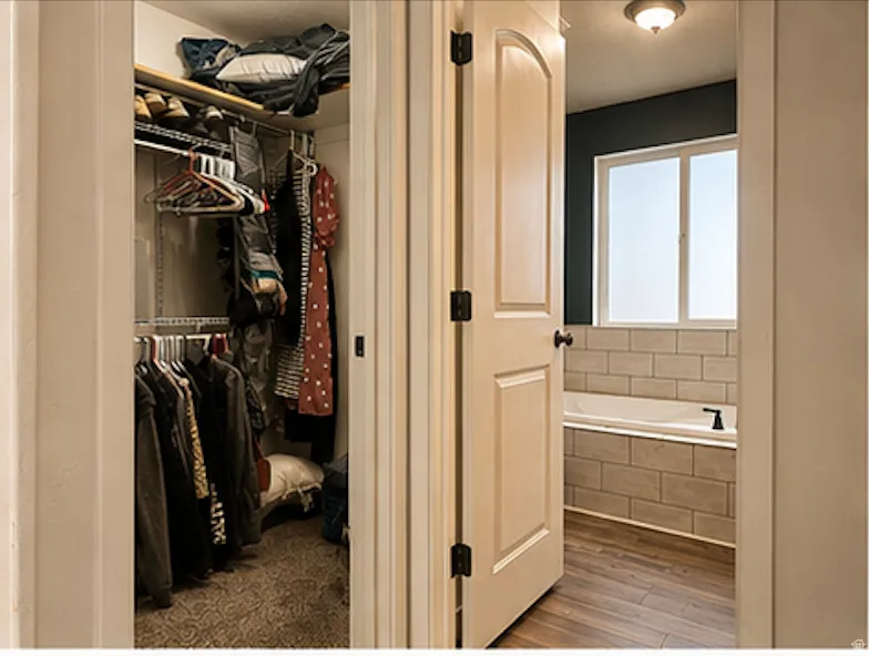 Closet with metal shelving system