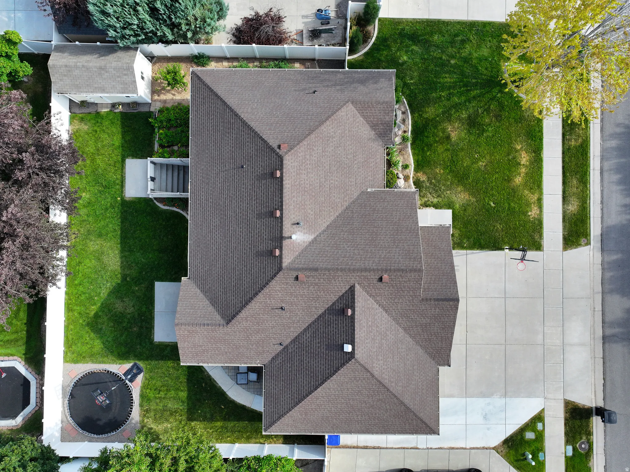 Asphalt shingle roof with multiple gables