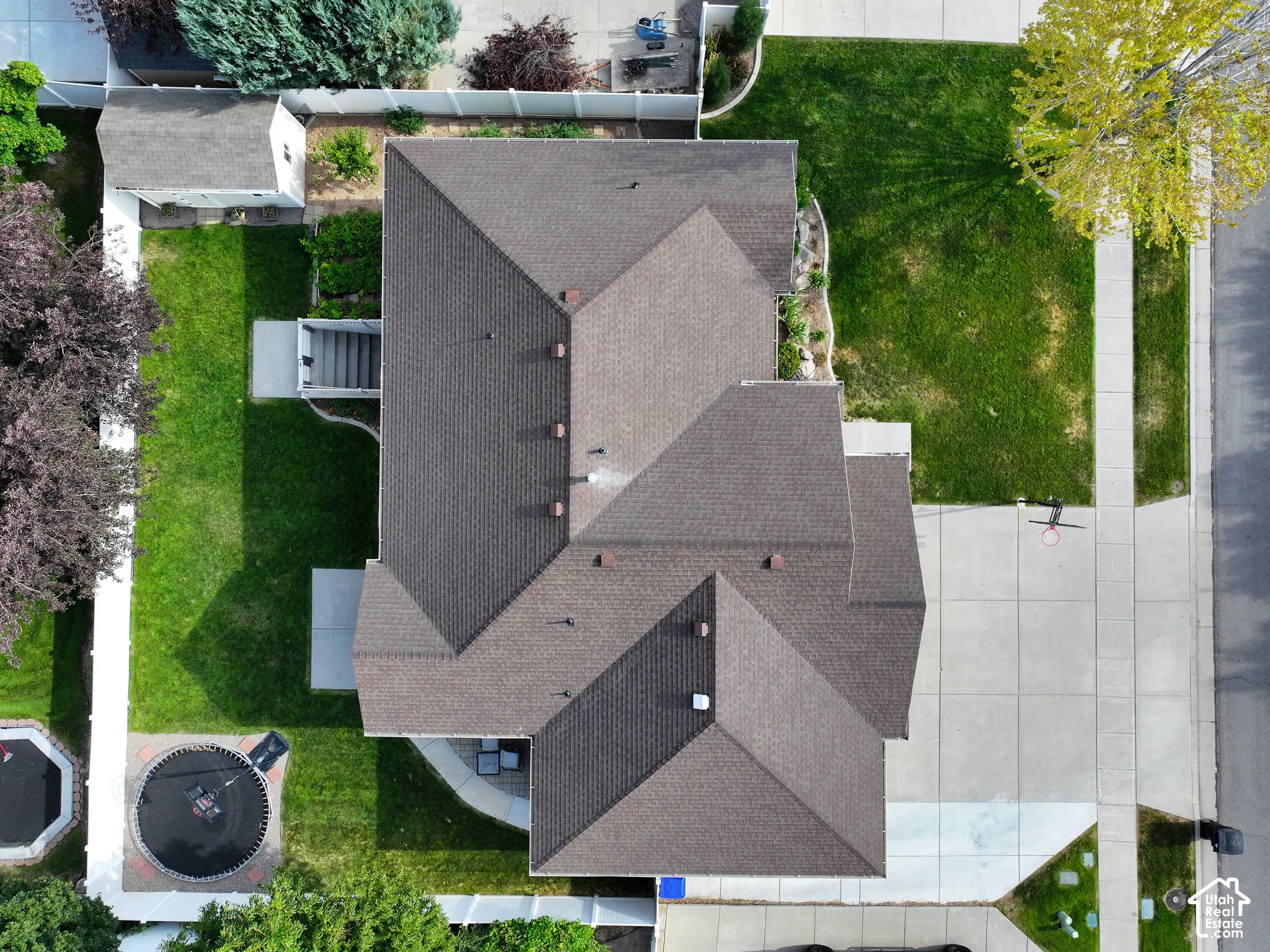 Asphalt shingle roof with multiple gables