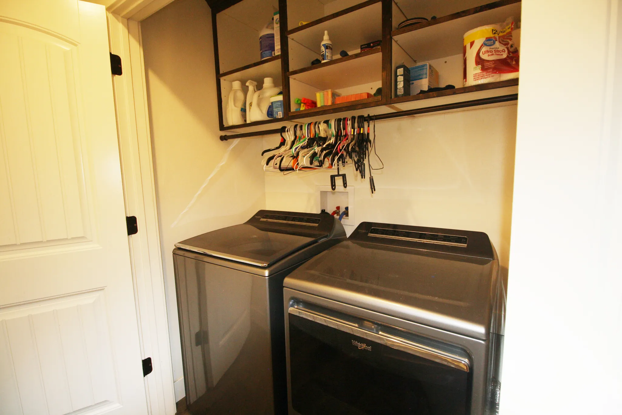 Built-in shelving with hanging rod