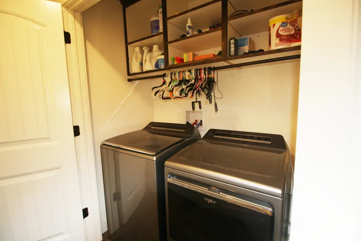 Built-in shelving with hanging rod