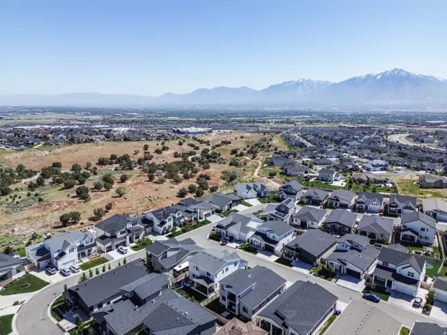Expansive suburban neighborhood featuring single-family homes with pitched roofs and manicured landscaping
