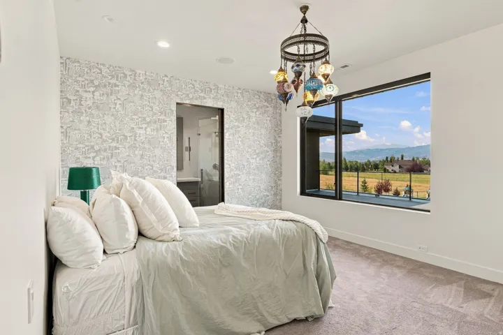 Accent wall with patterned wallpaper