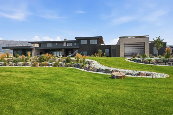Modern architectural design with a full-panel garage door