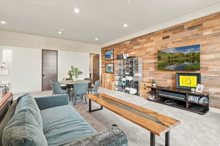 Accent wall featuring horizontal wood paneling