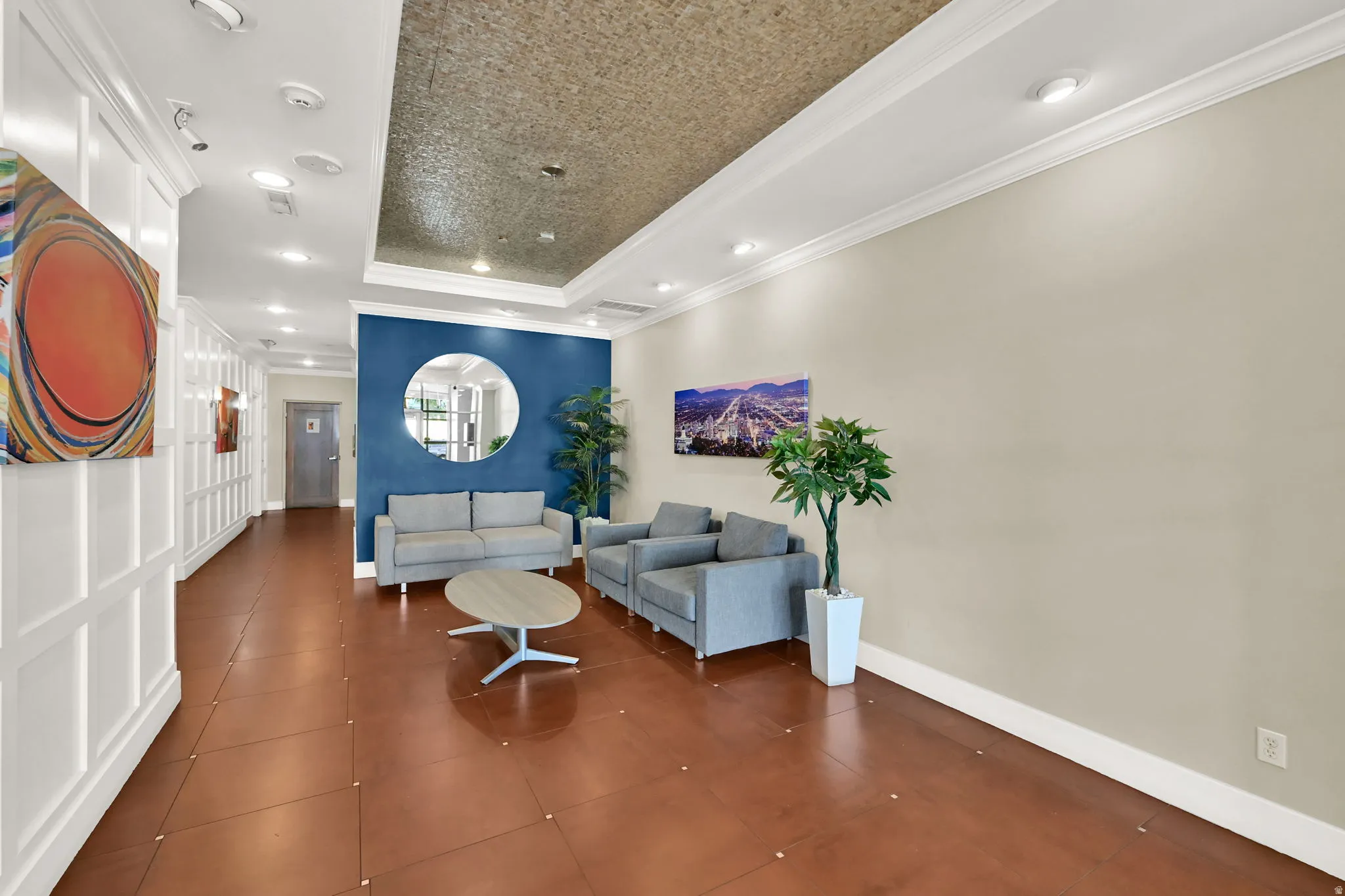 Inner secured lobby with mailboxes for all residents.