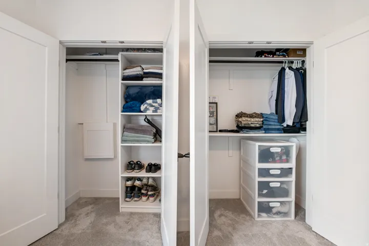 Built-in closet shelving and hanging rods