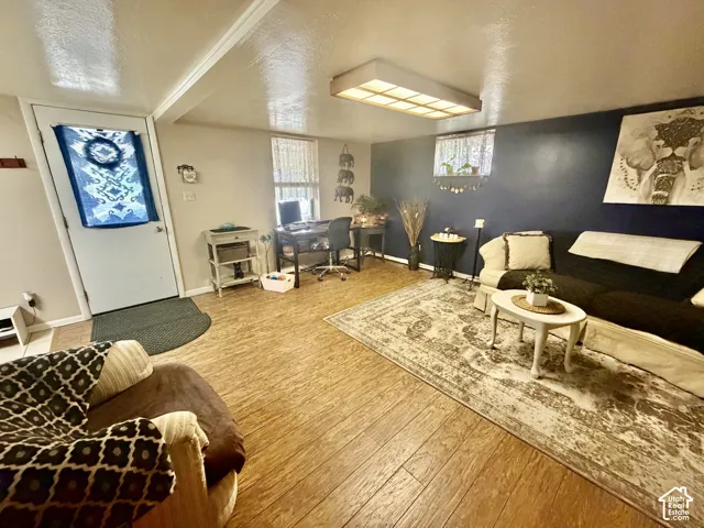 Wood-finish flooring throughout