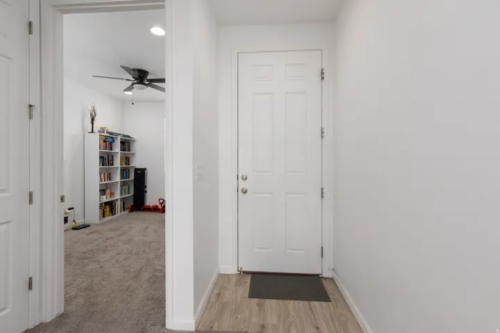 Wood-finish flooring at entry