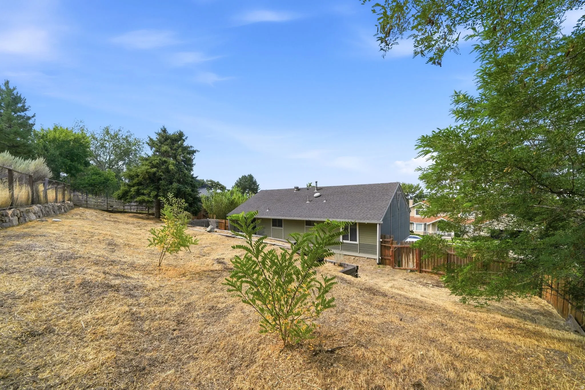 3 tier backyard perched up on foothills. No backyard neighbors to ensure added privacy.