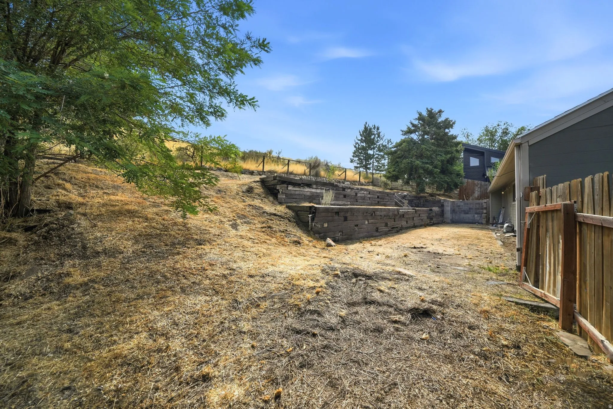3 tier backyard perched up on foothills. No backyard neighbors to ensure added privacy.
