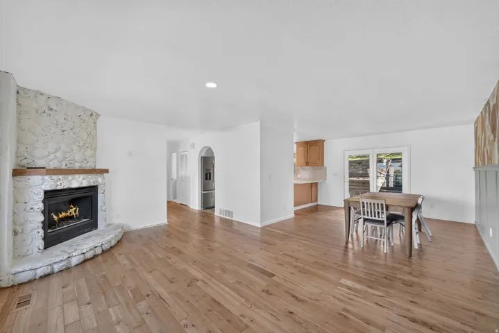 Upstairs living area featuring gas fireplace.