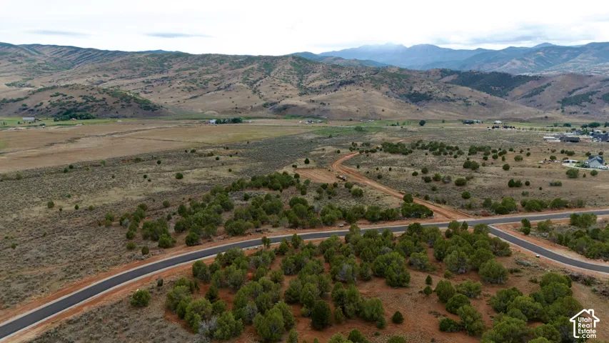 Expansive land with paved roads, scattered natural vegetation, and distant mountain ranges